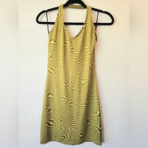 H&M Greenish Yellow Zebra Patterned Mini Dress